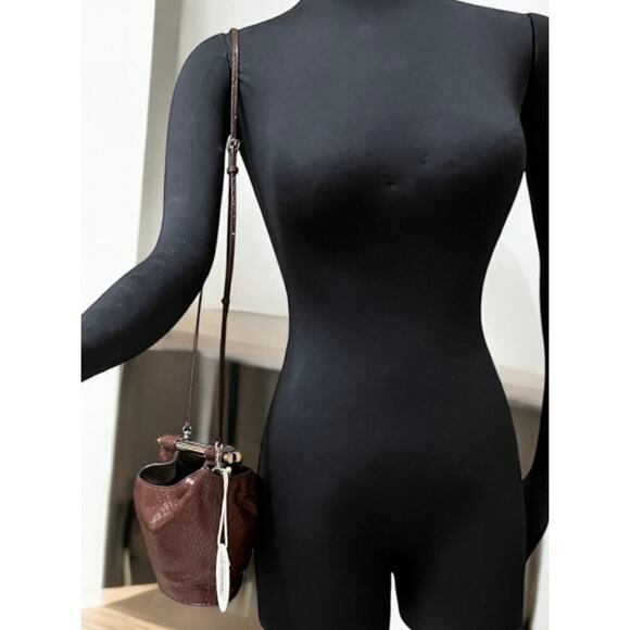 NWT STAUD MAR Leather Snake Embossed Mini Bucket Bag - Picture 4 of 7